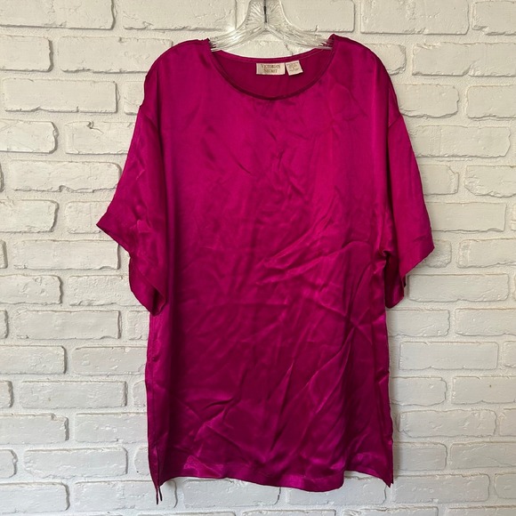 Victoria's Secret Other - Vintage Victoria's Secret Gold Label Fuchsia Pink Sleep Shirt Dress Womens Small